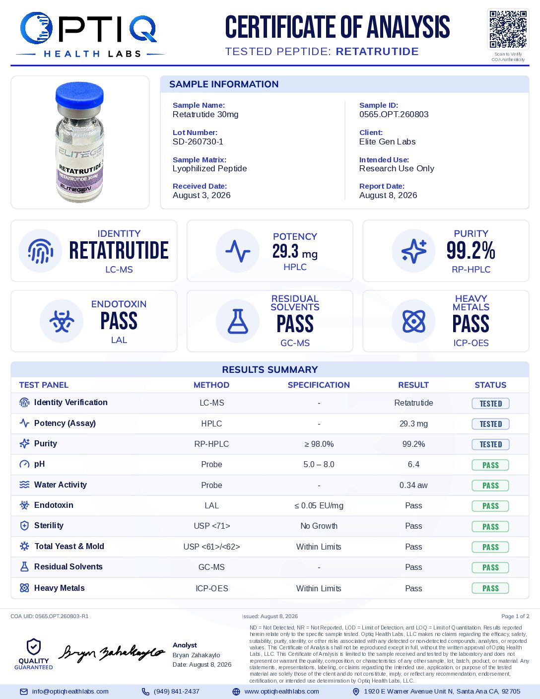 EliteGen Labs- Retatrutide 30mg - Image 2
